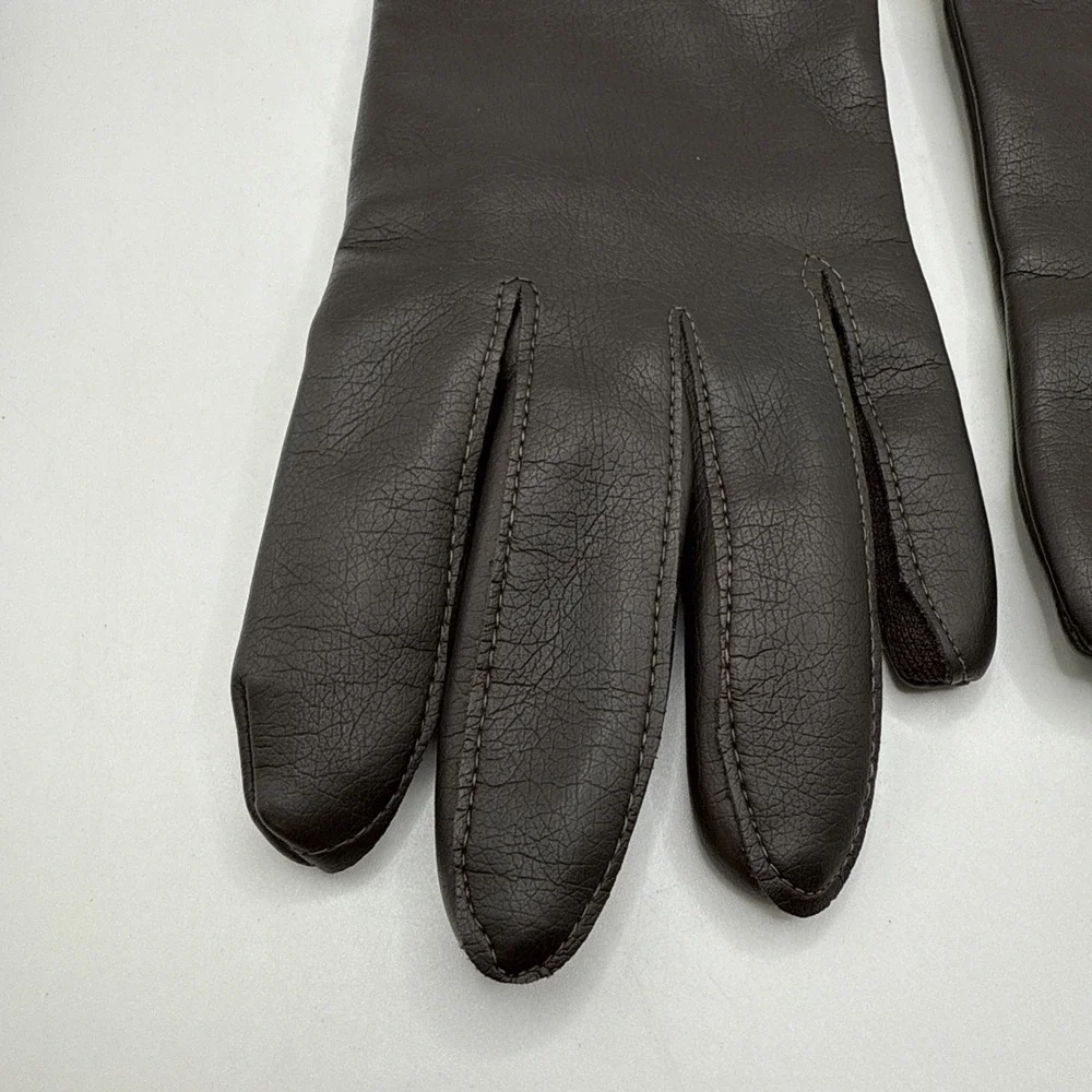 Vintage Brown Gusset‎ Dress Gloves Hong Kong Driving Gloves Size 6.5/7.5